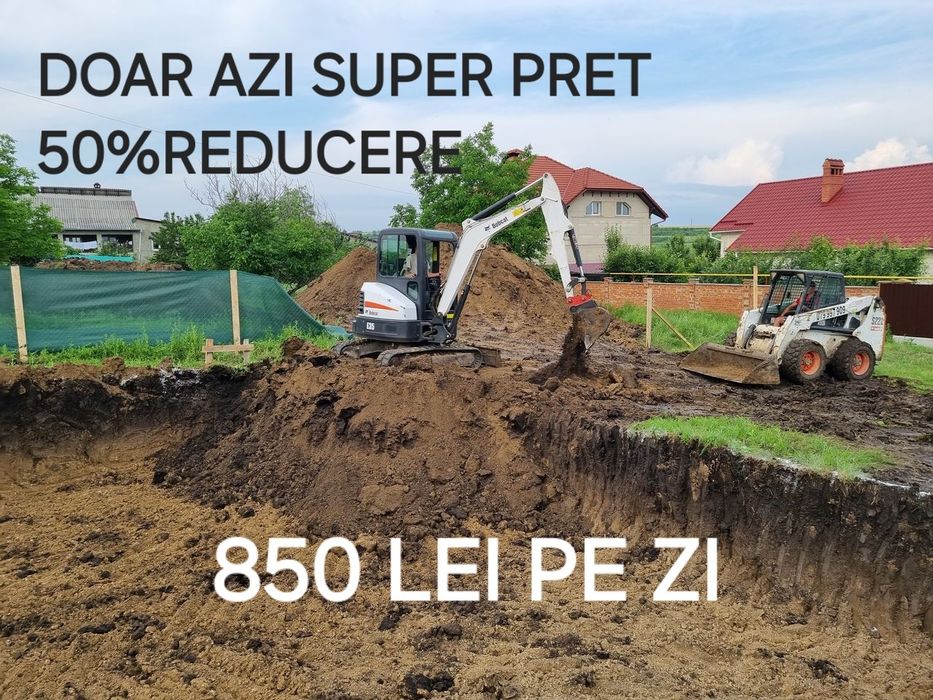 Închiriez buldoxcavator miniexcavator bobcat picon escavator săpături