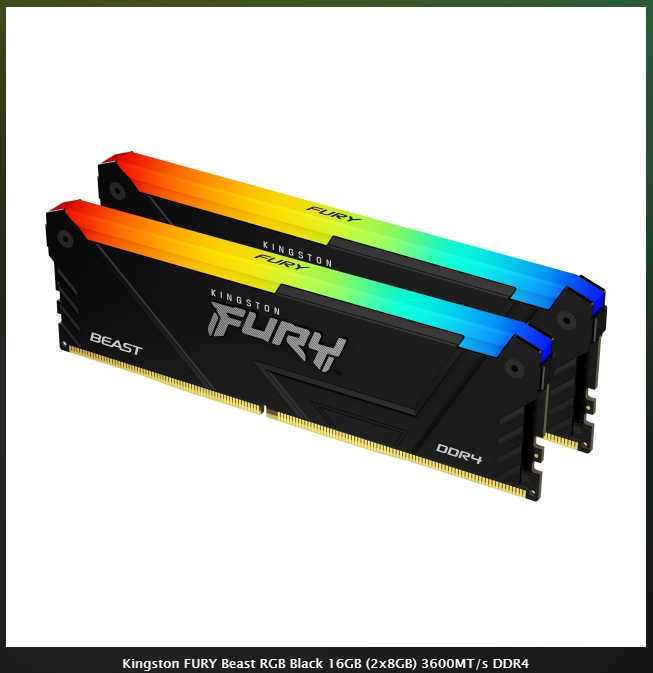 32GB - 2 Кита Kingston FURY Beast RGB Black 16GB (2x8GB) 3600MT/s DDR4