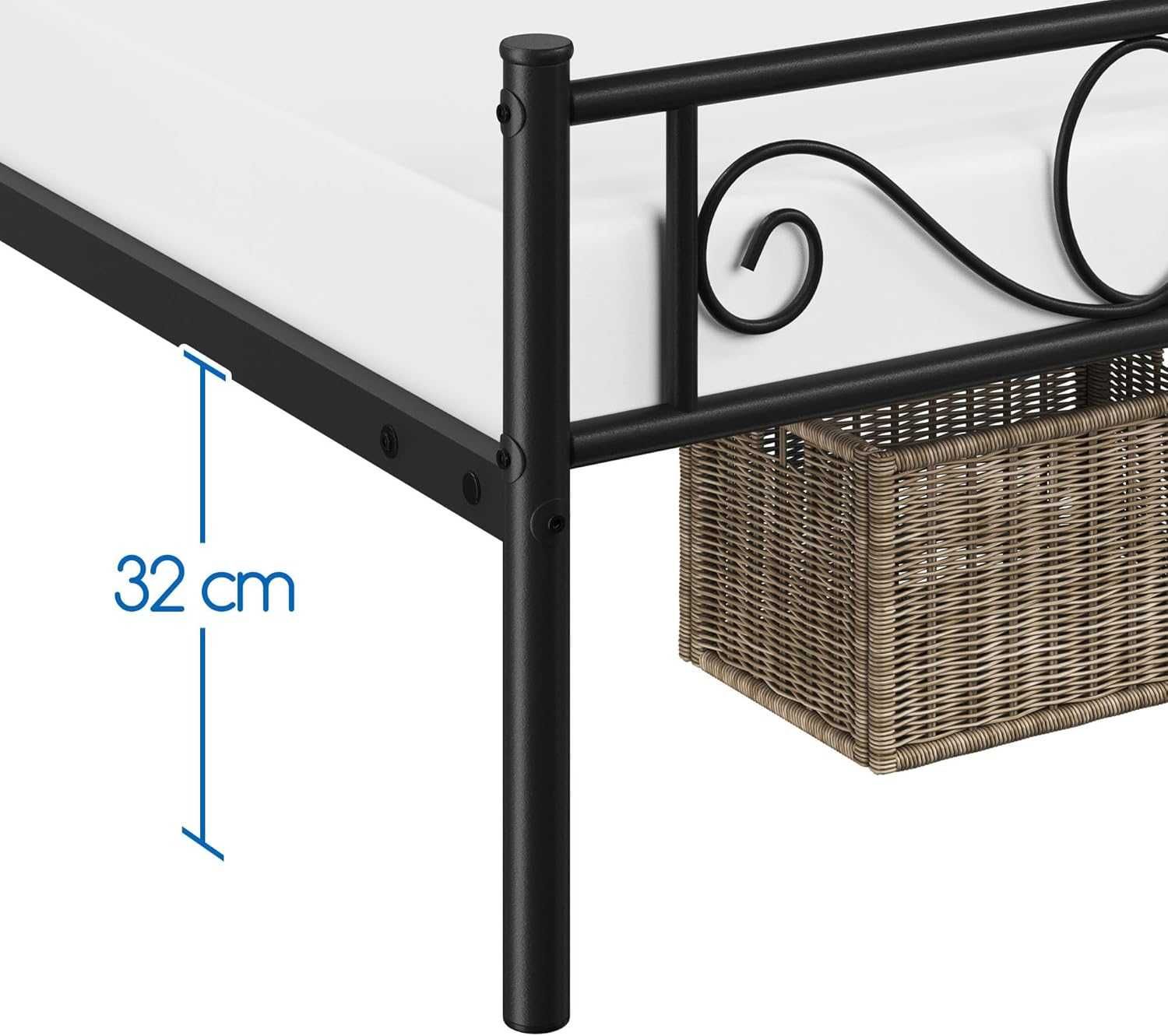 Cadru Pat metalic modern rezistent single |YT 615079 Black(90x190cm)