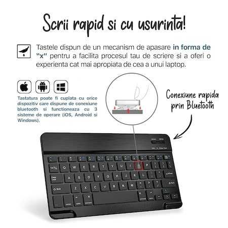 Husa cu Tastatura bluetooth compatibila cu Apple iPad Pro 12.9"