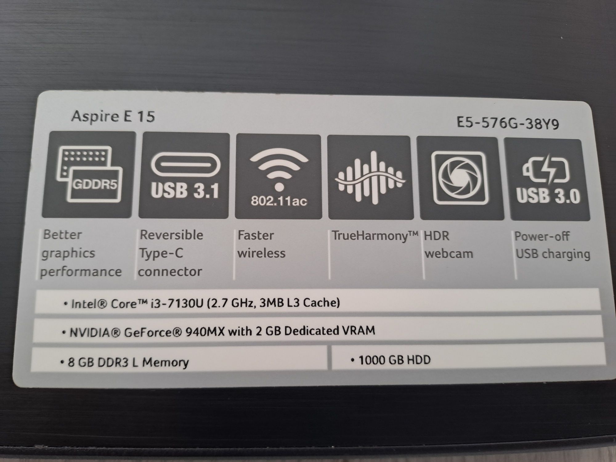 Лаптоп Acer E 15 Aspire в отлично състояние