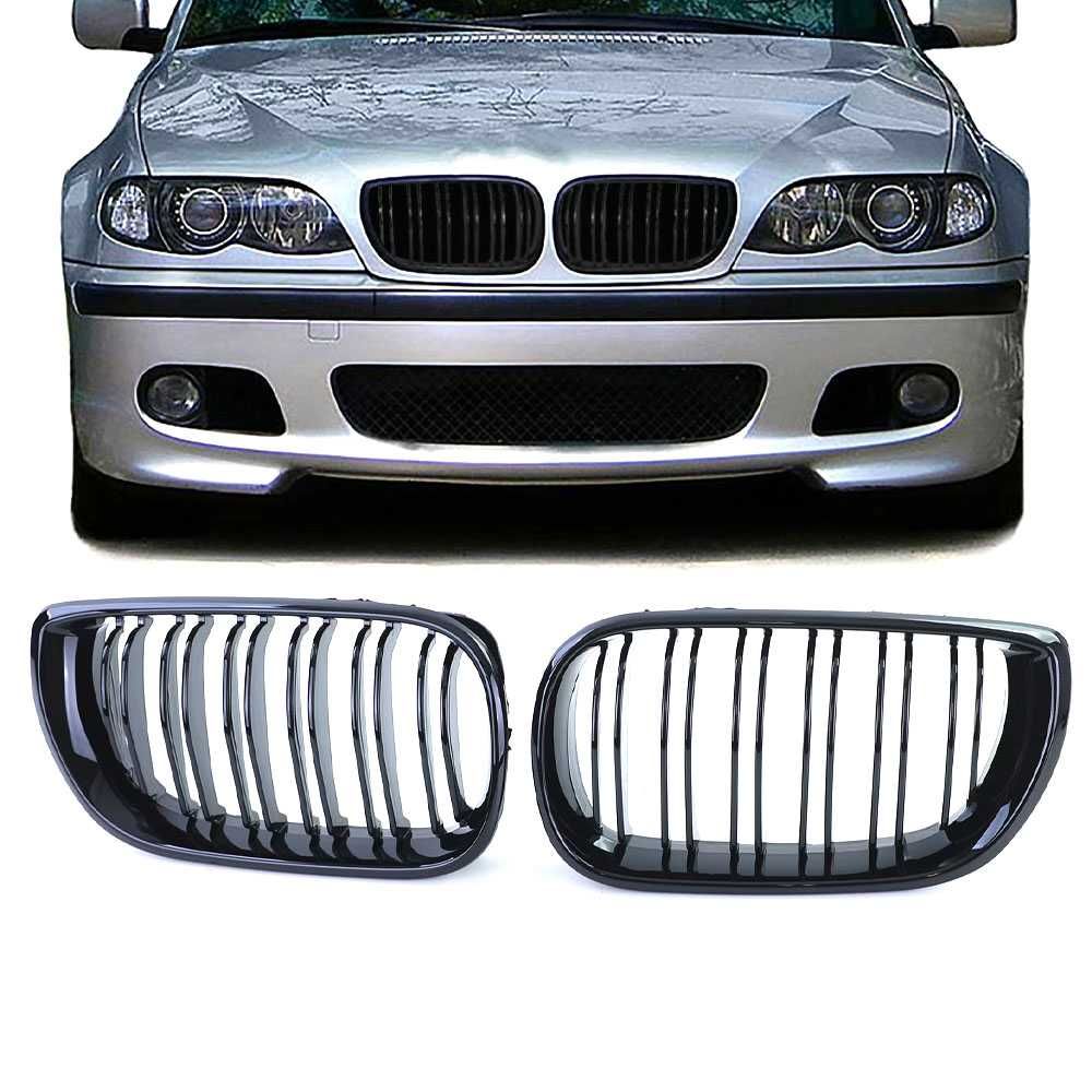 Set 2 grile duble M negru lucios BMW Seria 3 E46 facelift 2002-2005