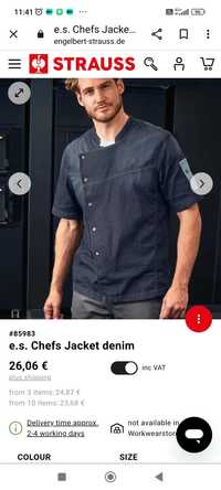 Bluză Engelbert Strauss Chefs Denim jacket cămașa bucătar