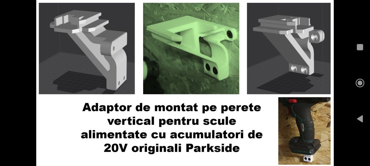 Adaptor/suport de perete acumulator și scule Parksidee