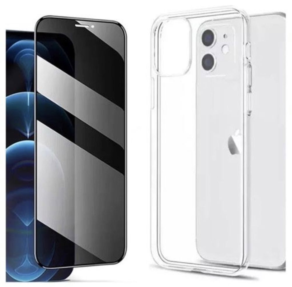 Husa X CASE Silicon si Folie Sticla 6D Privacy Iphone 12/13/14 PRO MAX