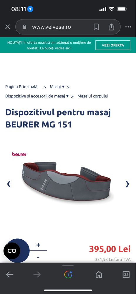 Aparat Masaj Beurer MG151 Shiatsu 3D