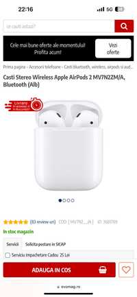 Casti apple airpods 2 mai multe poze privat