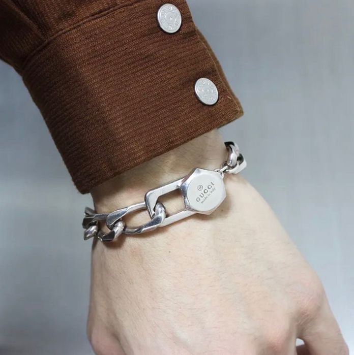 Brățară barbateasca Gucci din argint 925 – zale groase, design de lux