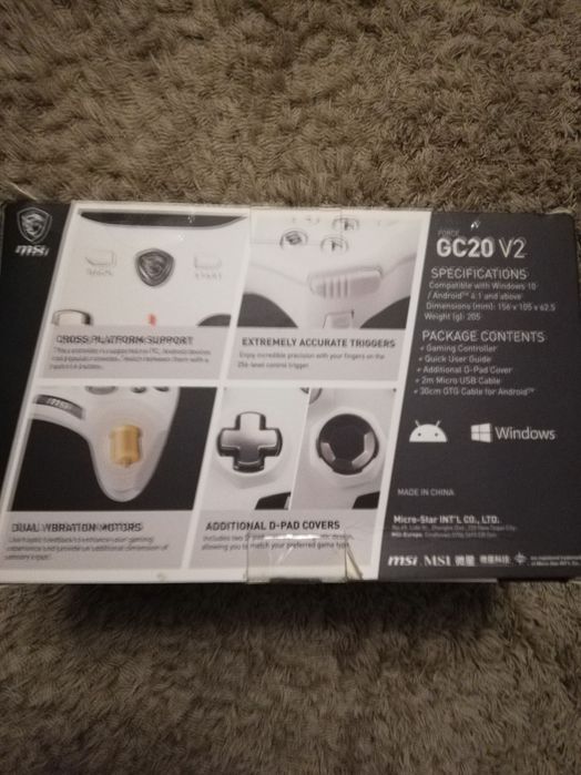 Controller cu fir PC Android Msi GC20 V2 alb Nou