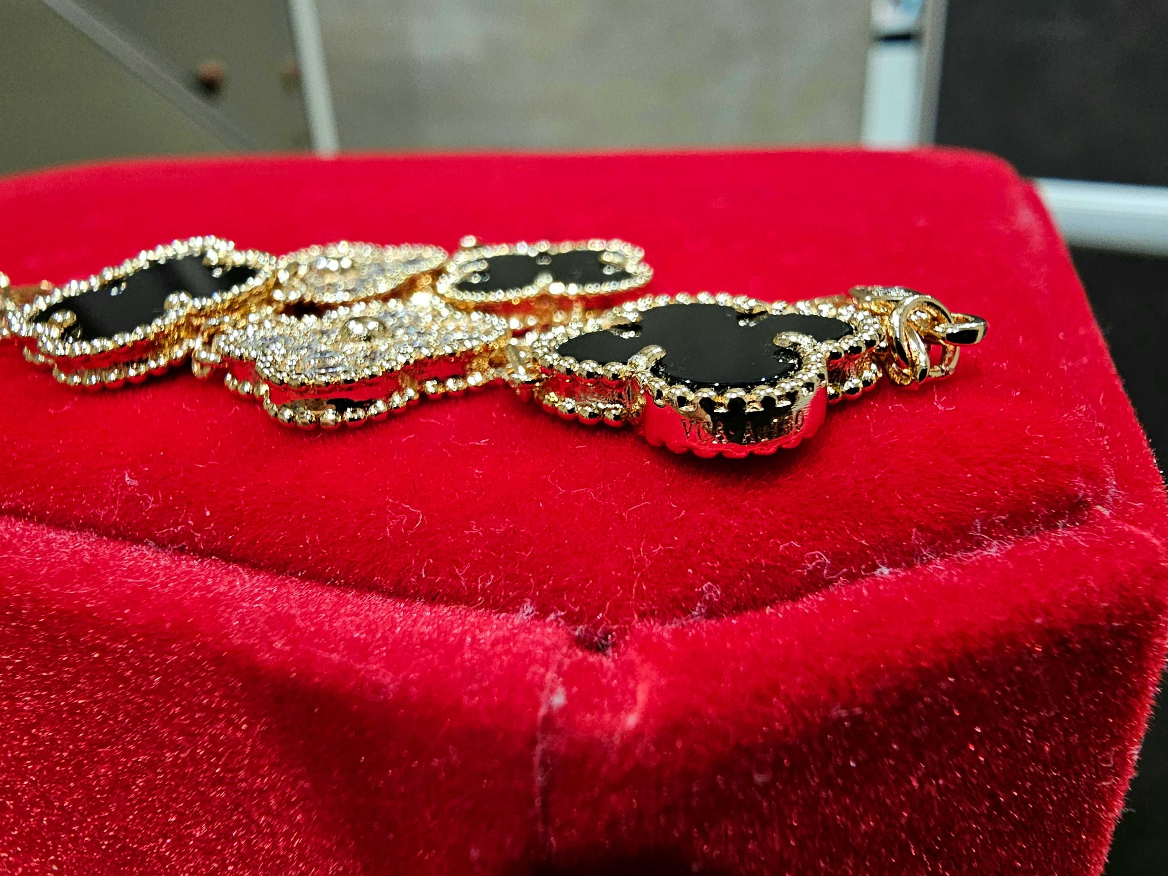 Van Cleef & Arpels VCA Rose Gold Onyx 5 Vintage Alhambra Дамска Гривна