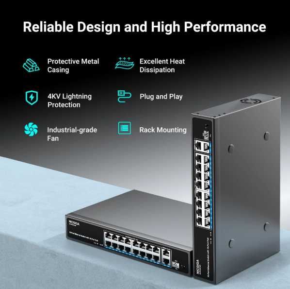 Switch PoE cu 16 porturi neadministrat