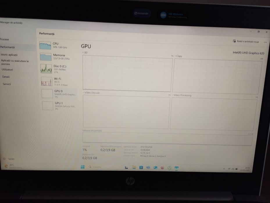 Laptop HP ProBook 440 G5, i5, 8GB RAM, SSD 256GB, NVIDIA GeForce
