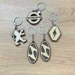 Breloc din lemn, cu logo Volvo, Renault, Peugeot, Hyundai