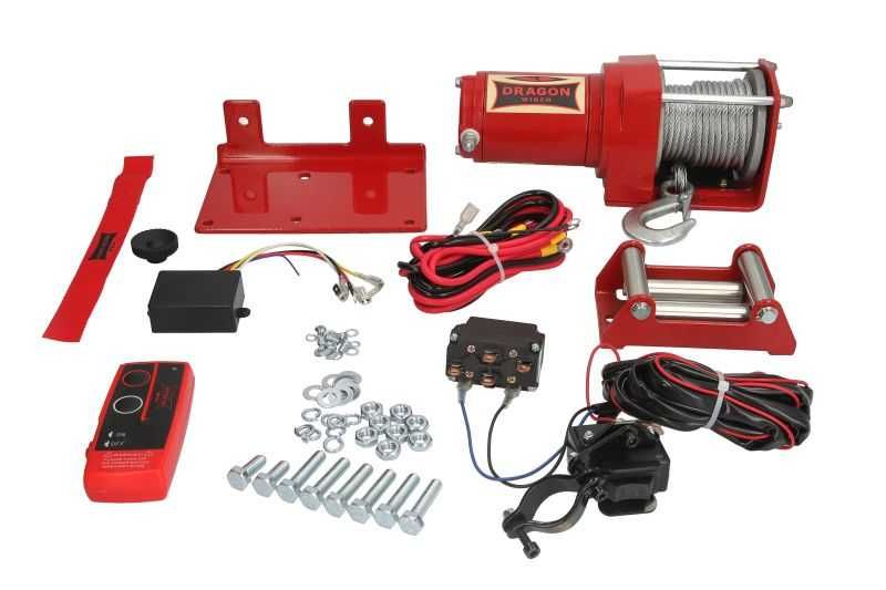 Troliu ATV - Dragon Winch 12V - 2500LBS (1133kg) - Rosu