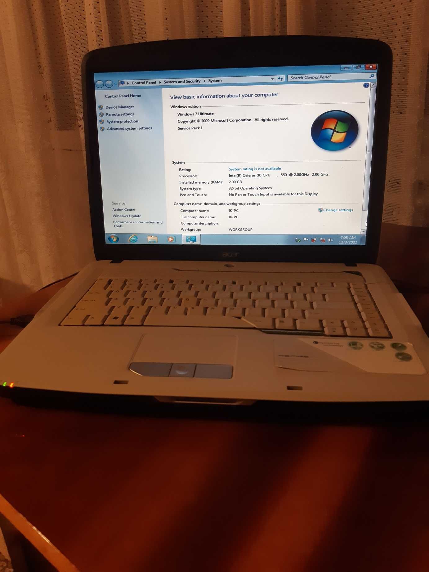 Laptop Acer 5315 , pentru piese sau utilizare internet