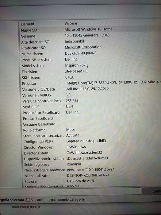 Laptop Dell Inspiron 7570 - i7 8th - 8gb RAM - 500gb SSD