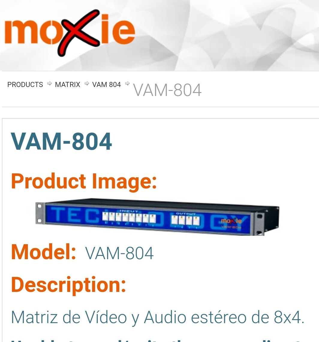 Matriz de Vídeo y Audio estéreo de 8x4.