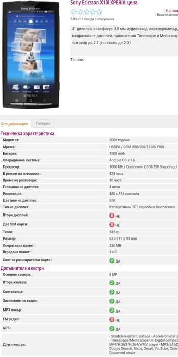 Sony Ericsson X10 Телефон Сони Ериксон
