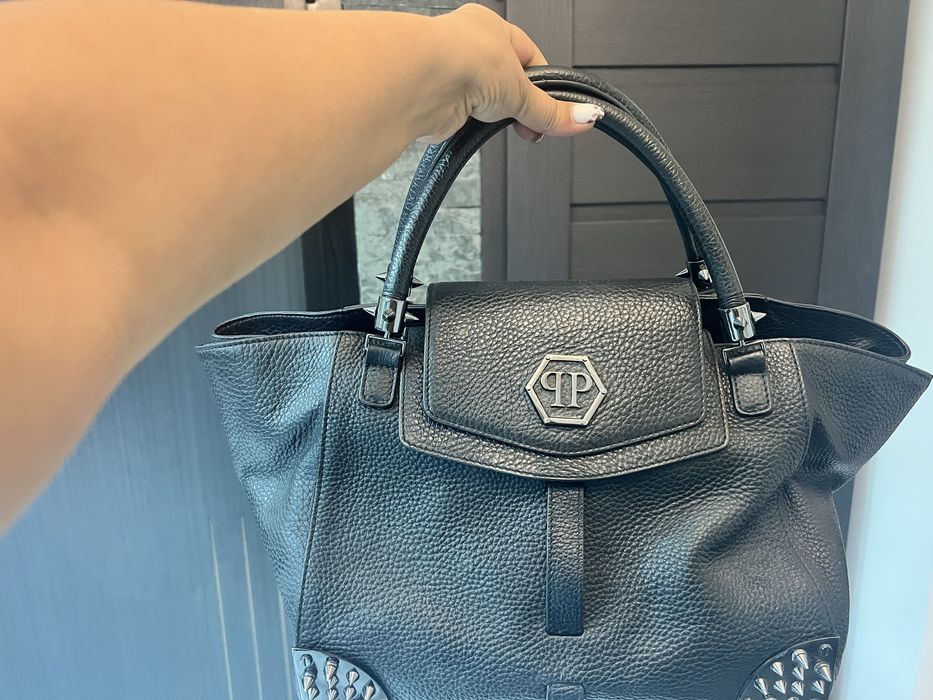 Оригинална чанта Philipp Plein естествена кожа