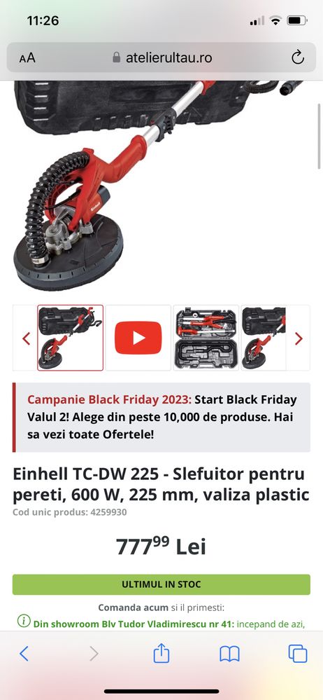 Einhell TC-DW 225 - Slefuitor pentru pereti, 600 W, 225 mm