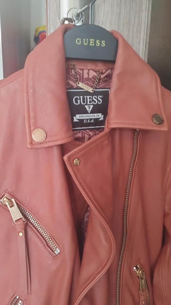 Geaca de piele Guess maro