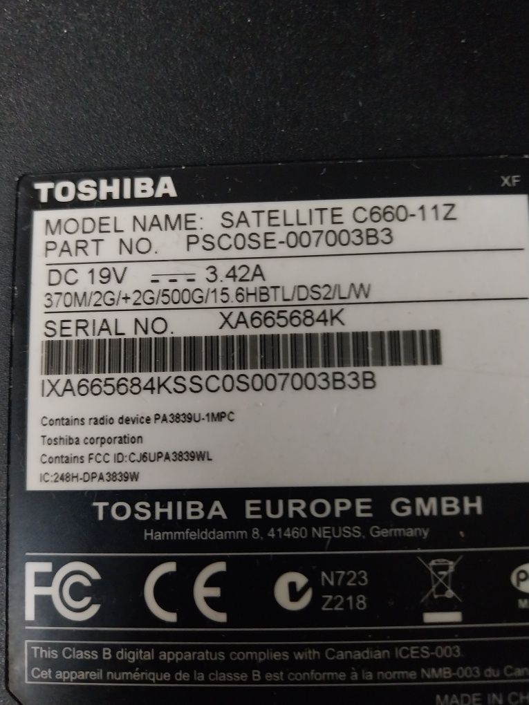 Toshiba Satellite  C660-11Z