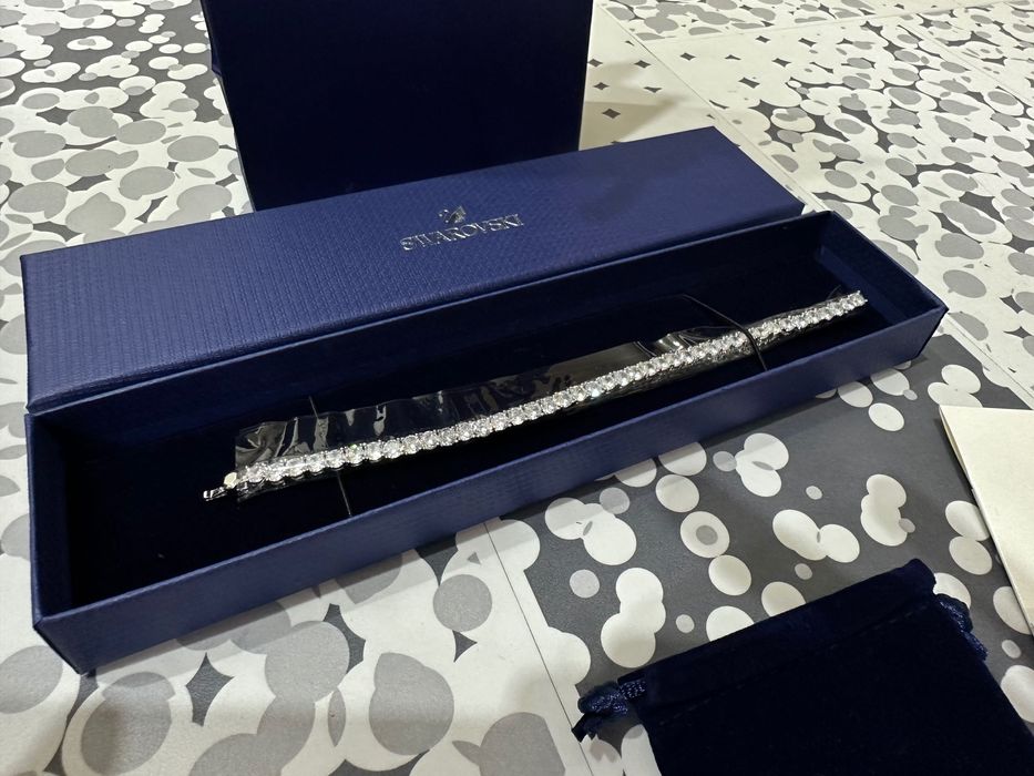 Bratara Swarovski matrix tennis argintie