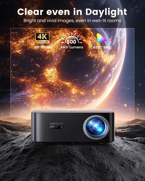 WiMiUS K13 Movie Projector for Indoor & Outdoor Use 4k