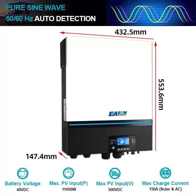 ХИБРИДЕН СОЛАРЕН ИНВЕРТОР 11000W  MPPT​ 150А Пълна синусоида 11kw 11кв