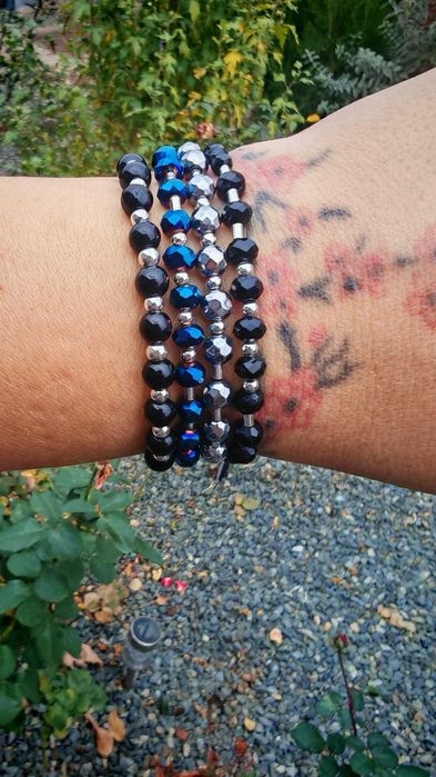 set de 3 bratari pe snur din argint si pietre naturale