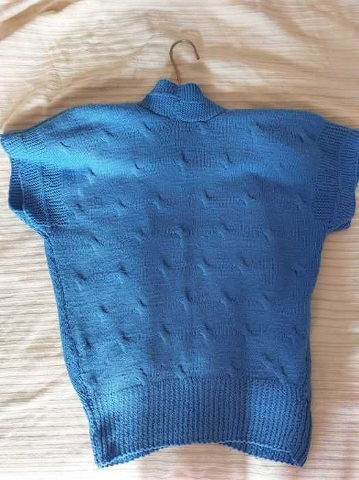 Top M fara mâneci senzual/fusta creion L/veste tricotate, nepurtate
