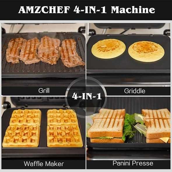 AMZCHEF Grătar electric multifuncțional 4 în 1