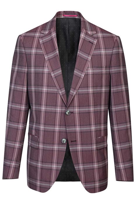 Sacou blazer slim 52 XL premium Bigotti NOU lana 100% carouri grena