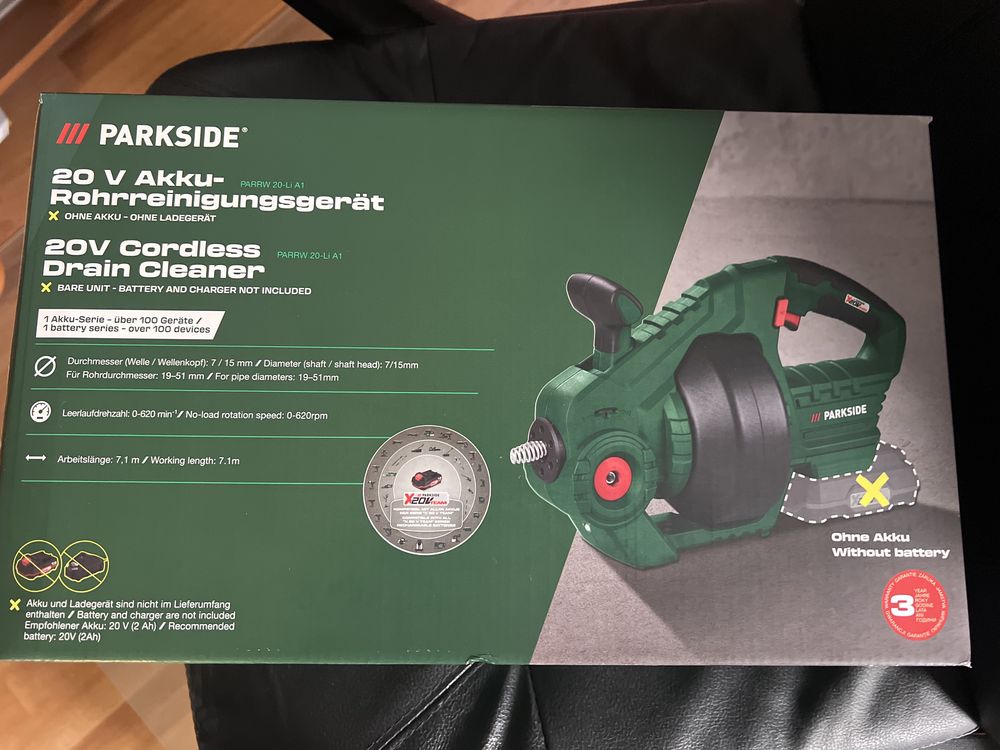 Masina de curatat si desfundat  tevi pe acumulator Parkside