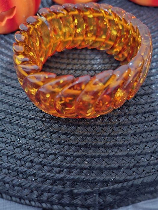 Bratara ambra chihlimbar reglabilă elastica latime 2,5 cm
