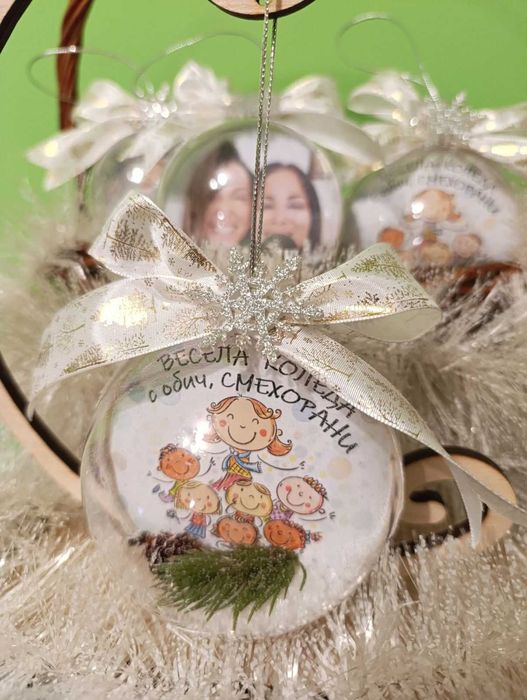 Коледни топки за елха със снимка и пожелание