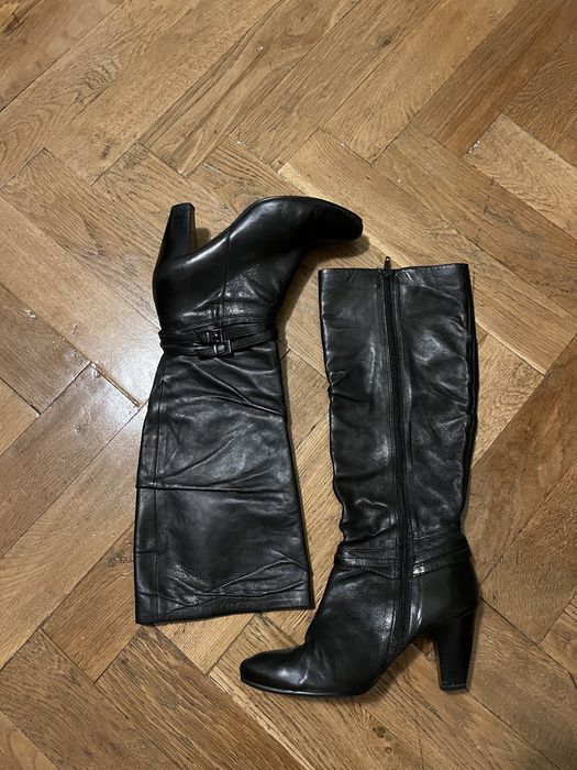 Cizme lungi negre din piele naturala