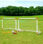 Set de 2 porti de fotbal cu pompa de umflat, minge de fotbal