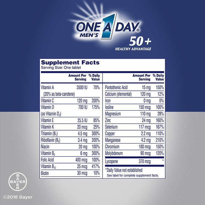 ONE A DAY Мen's  300 шт мультивитамины для мужчин 50+ из Америки