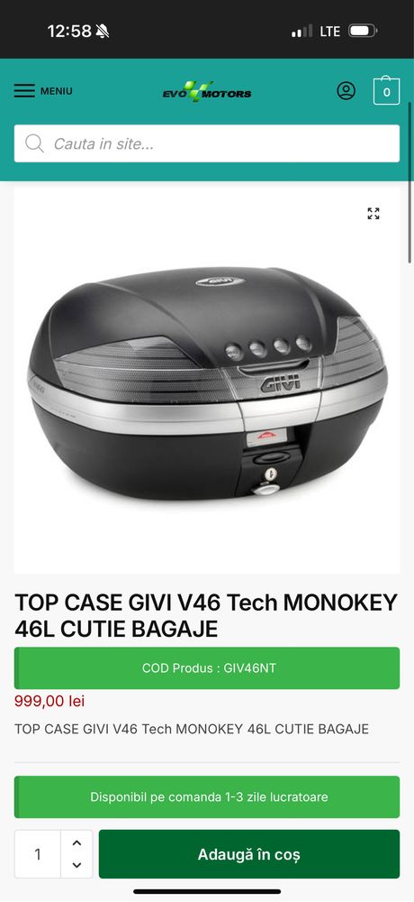 Top Case moto Givi V46 Tech MONOKEY 46L