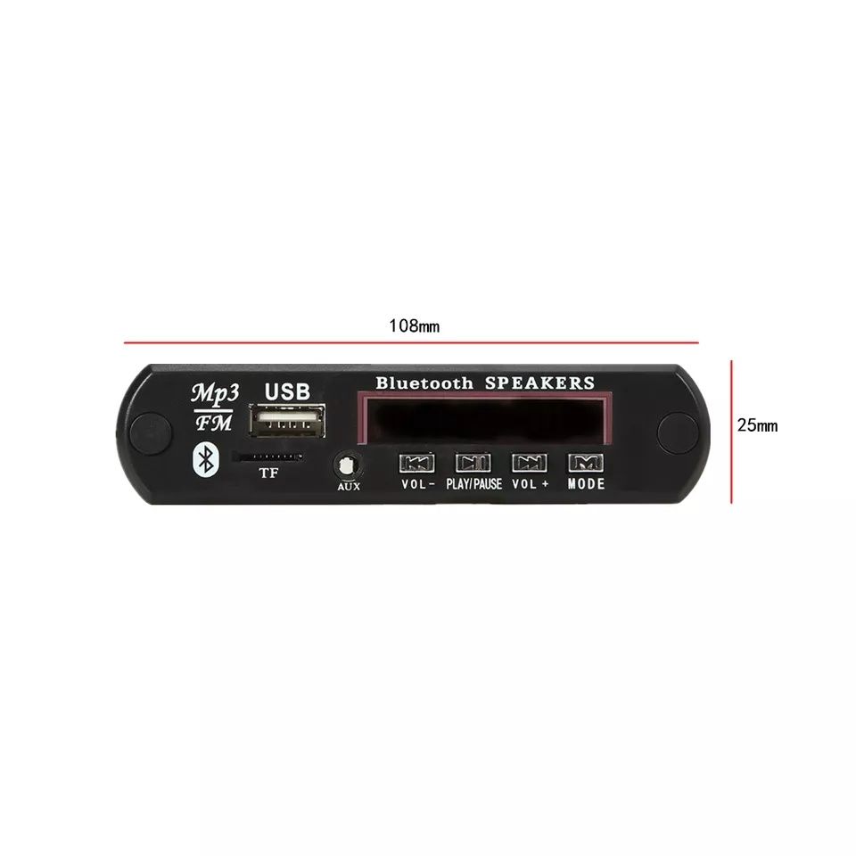 Mp3 player за вграждане 2*60 W, DC 8V/24V с BT 5.0, папки, Sd/USB/FM