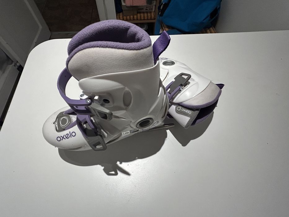 Patine gheată OXELO Play 3 Alb Fete reglabile ( marimea 32-34)