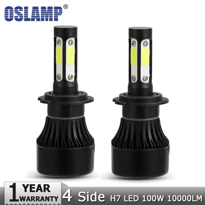 Oslamp Hi lo Car LED Bulbs H7 H4 100W 8000LM 6500K /Лед крушки Х7 Х4