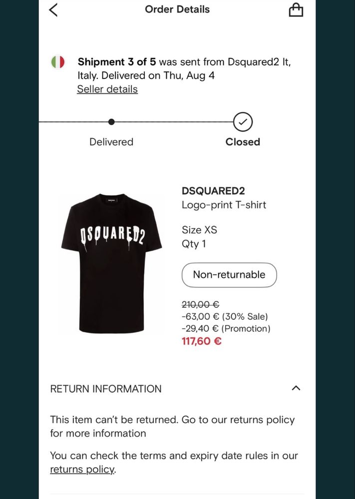 Дамска оригинална черна тениска Dsquared