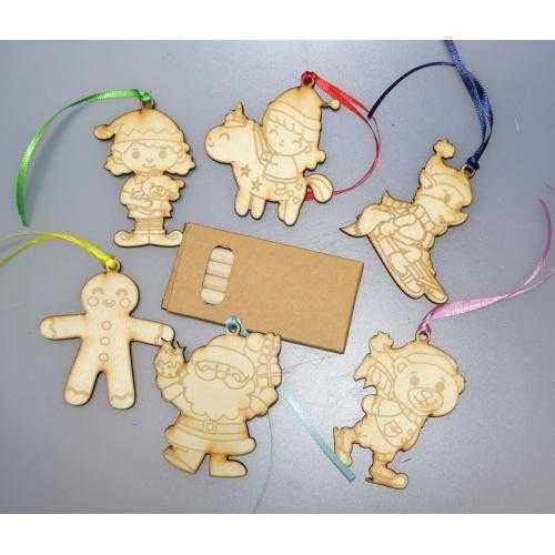 Творчески комплекти с дървени фигурки за оцветяване с подарък