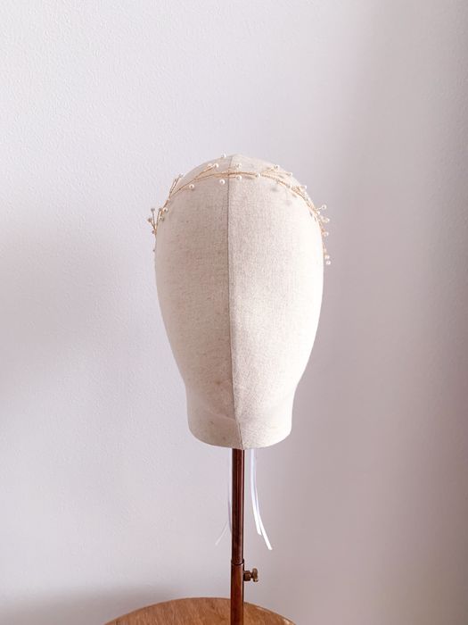 Accesoriu mireasa cu perle, realizat manual, pentru par, gat sau talie