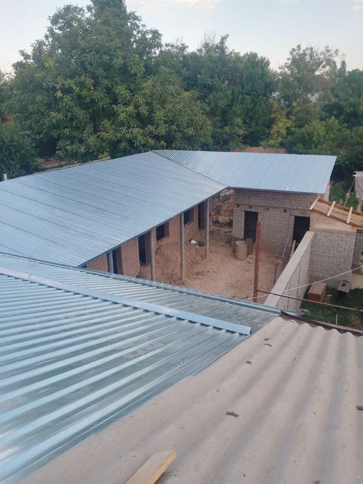 Lomboz qilamiz,Tom yopamiz,Shlaka blok teramiz, Styajka qilamiz