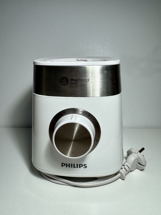 Blender Philips 800W ProBlend Crush, 2L, 3 viteze, Alb-Argintiu