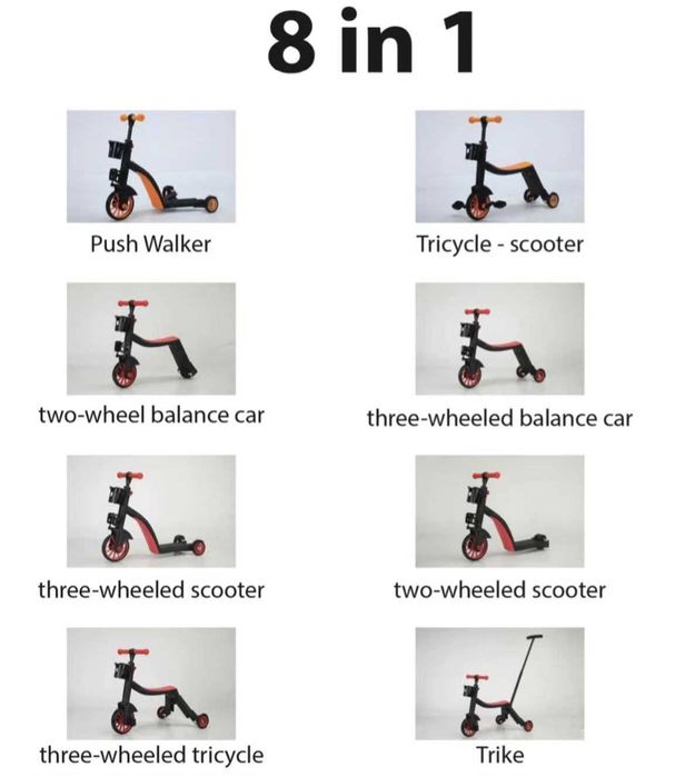 Детский самокат и трёхколесный велосипед, 2 в 1