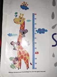 Sticker perete metru masurare girafa si animale